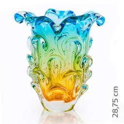 Vaso Em Cristal Murano Água Marinha E Âmbar - São Marcos - 2