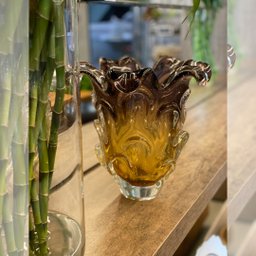 Vaso Em Cristal Murano Lilás E Âmbar - São Marcos - 5