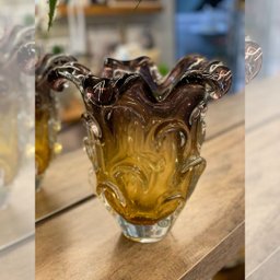 Vaso Em Cristal Murano Lilás E Âmbar - São Marcos - 3