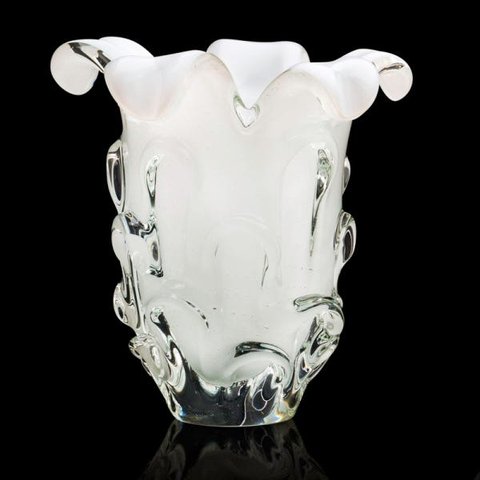 Vaso Em Cristal Murano Branco - São Marcos