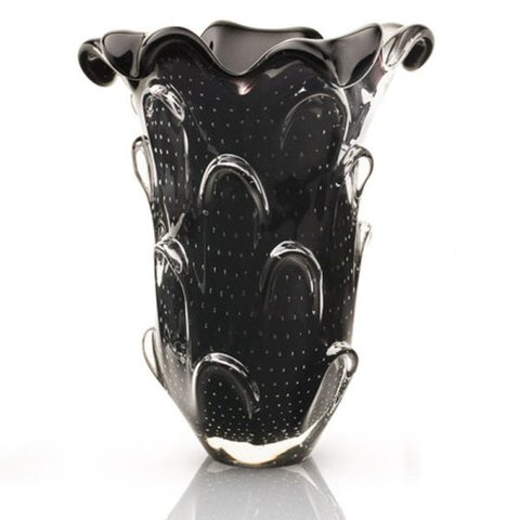 Vaso Em Cristal Murano Preto - São Marcos
