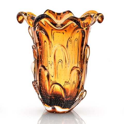 Vaso Em Cristal Murano Marrom - São Marcos