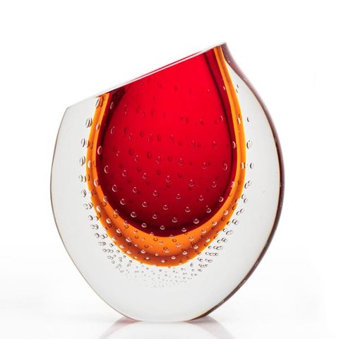 Vaso Em Cristal Murano Vermelho E Âmbar - São Marcos