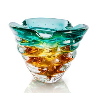 Vaso Em Cristal Murano Esmeralda E Âmbar - São Marcos