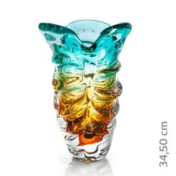 Vaso Em Cristal Murano Esmeralda E Âmbar - São Marcos - 2