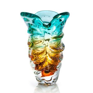Vaso Em Cristal Murano Esmeralda E Âmbar - São Marcos