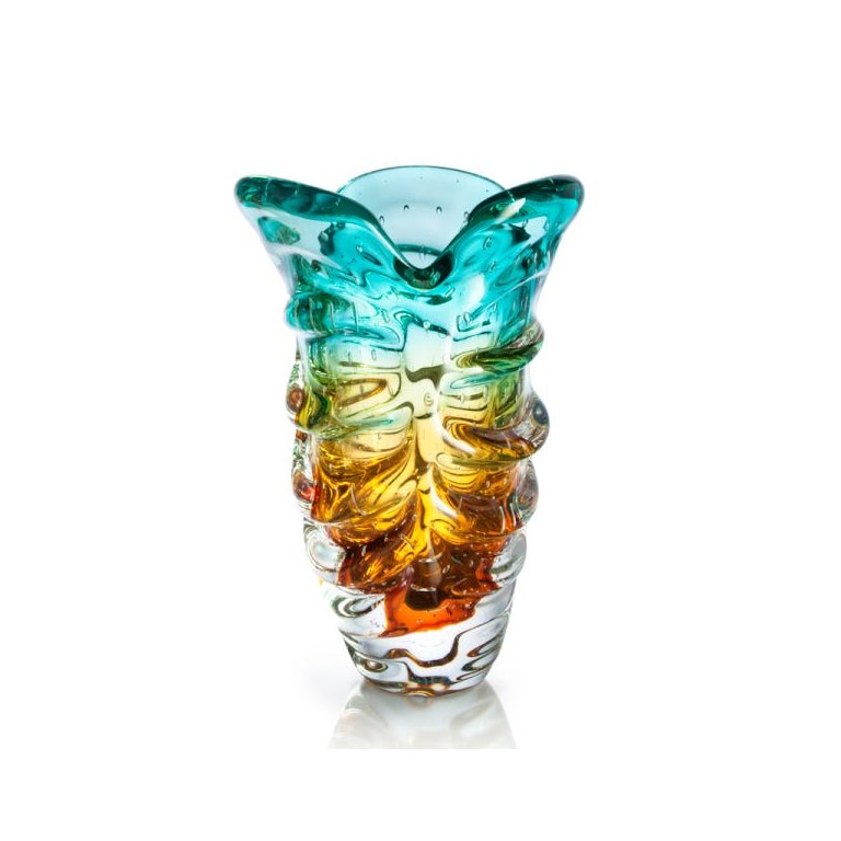 Vaso Em Cristal Murano Esmeralda E Âmbar - São Marcos Vaso Em Cristal Murano Esmeralda E Âmbar - São Marcos