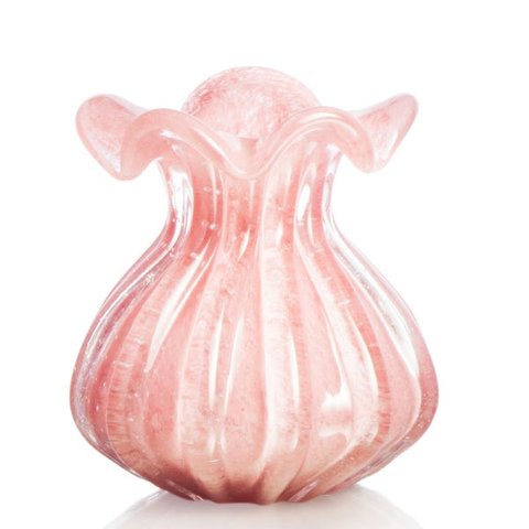 Vaso Trouxinha Em Cristal Murano Rosa - São Marcos