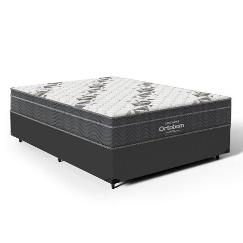 Cama Box + Colchão de Espuma D33 Ortobom Airtech Ortopillow 100 Casal 138 cm