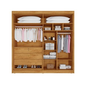 Guarda Roupa Potenza 100% MDF 4 Portas Ripadas Peroba Móveis Europa