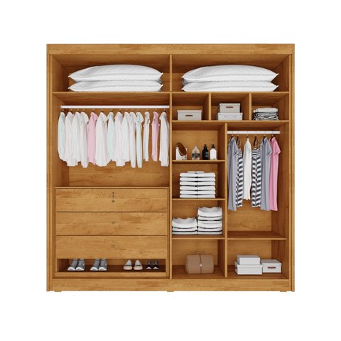 Guarda Roupa Potenza 100% MDF 4 Portas Ripadas Peroba Móveis Europa