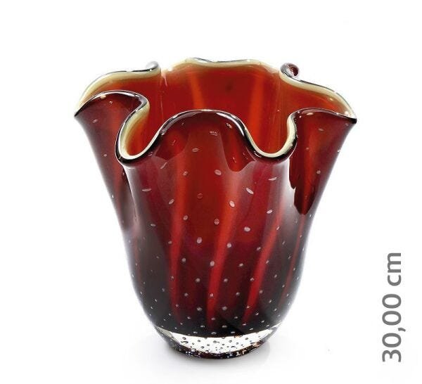 Vaso Em Cristal Murano Vermelho - São Marcos - 2