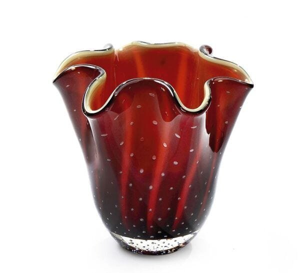 Vaso Em Cristal Murano Vermelho - São Marcos - 1