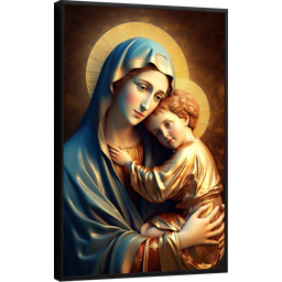 Quadro Decorativo Canvas Premium Filete Jesus Cristo Maria 06 Gg - 1