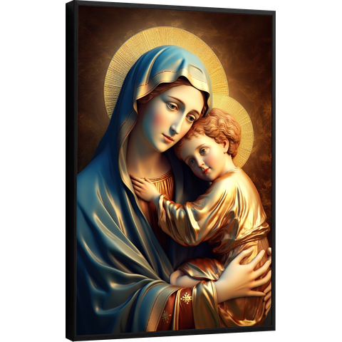 Quadro Decorativo Canvas Premium Filete Jesus Cristo Maria 06 Gg