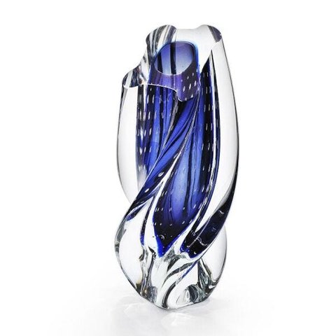 Vaso Em Cristal Murano Azul - São Marcos