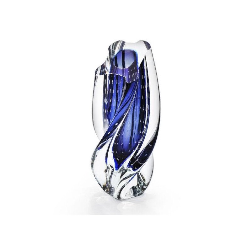 Vaso Em Cristal Murano Azul - São Marcos