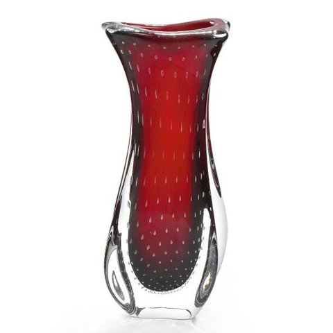 Vaso Em Cristal Murano Vermelho - São Marcos