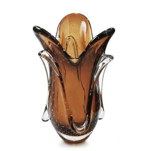 Vaso Em Cristal Murano Marrom - São Marcos