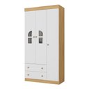 Ver imagem 2 de Guarda-roupa Infantil 92cm com Vidro 3 Portas e 2 Gavetas Amora Multimóveis Mp4508 Madeirado/branco