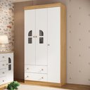 Ver imagem 1 de Guarda-roupa Infantil 92cm com Vidro 3 Portas e 2 Gavetas Amora Multimóveis Mp4508 Madeirado/branco