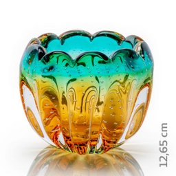 Vaso Em Cristal Murano Esmeralda E Âmbar - São Marcos - 2