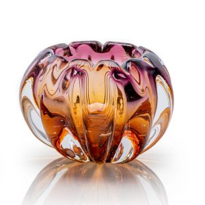 Vaso Em Cristal Murano Lilás E Âmbar - São Marcos