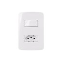 Ver imagem 1 de Interruptor Simples 10a e Tomada 2p+t 10a Margirius B3 com Placa 4x2 Branco