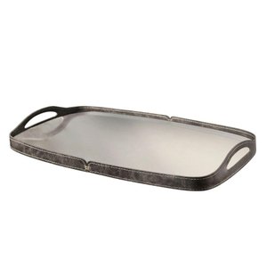 Bandeja Espelhada Vale em Couro Preto