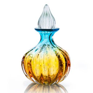 Garrafa Em Cristal Murano Água Marinha E Âmbar - São Marcos