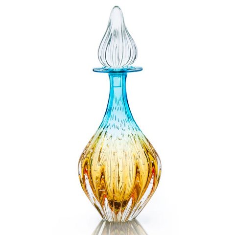 Garrafa Em Cristal Murano Água Marinha E Âmbar - São Marcos