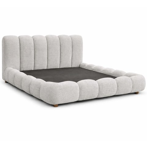 Cama Japonesa com Cabeceira Queen Nuvem Linho Cinza Claro - Sallar Home