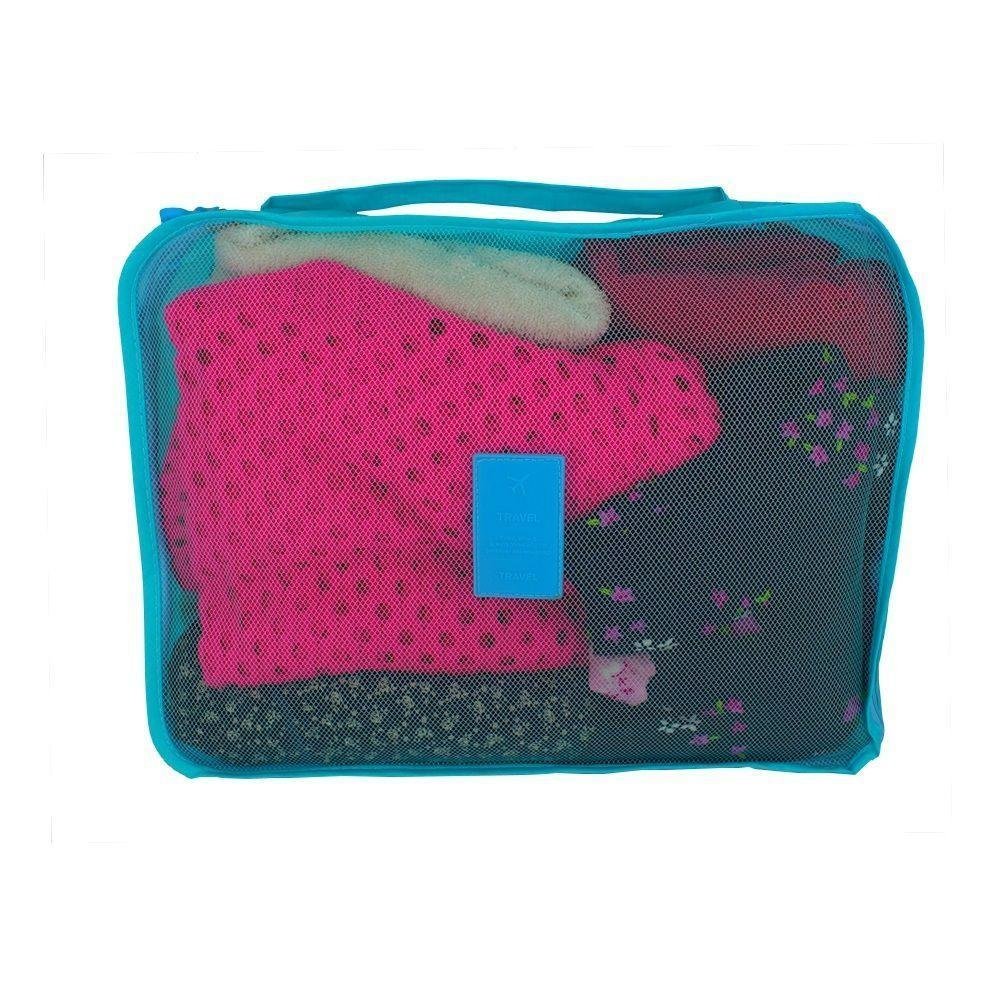 Kit Organizador De Viagem Para Roupas Com 04 Peças - Azul - 4