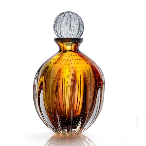 Garrafa Em Cristal Murano Âmbar E Lilás - São Marcos