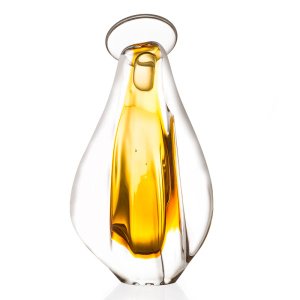 Santa em Cristal Murano Âmbar 35cm - São Marcos