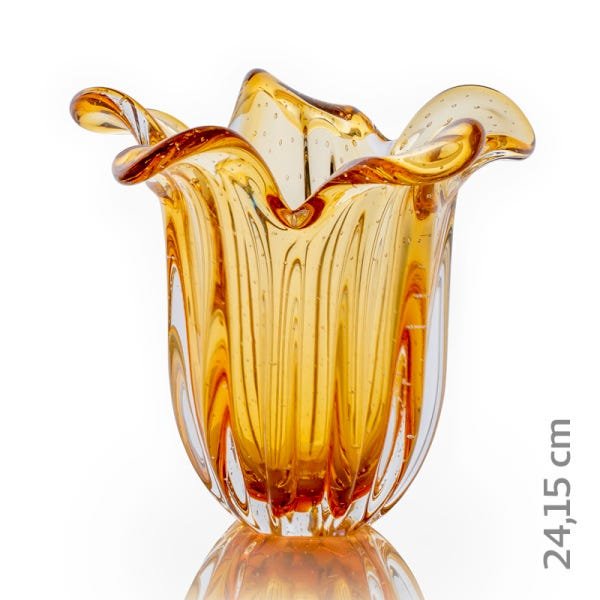 Vaso Em Cristal Murano Âmbar - São Marcos - 2