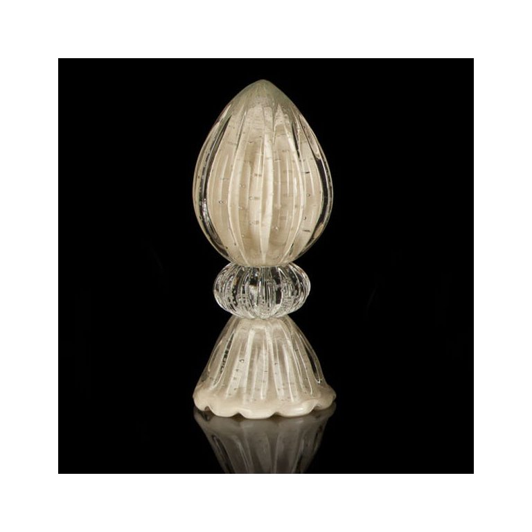 Vaso Pinha Com Base Em Cristal Murano Pérola - São Marcos Vaso Pinha Com Base Em Cristal Murano Pérola - São Marcos