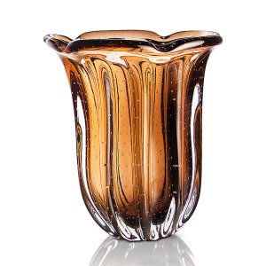 Vaso Em Cristal Murano Marrom - São Marcos