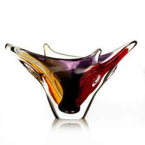Vaso Em Cristal Murano Vermelho E Âmbar - São Marcos
