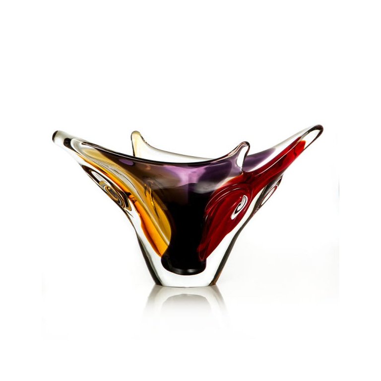 Vaso Em Cristal Murano Vermelho E Âmbar - São Marcos