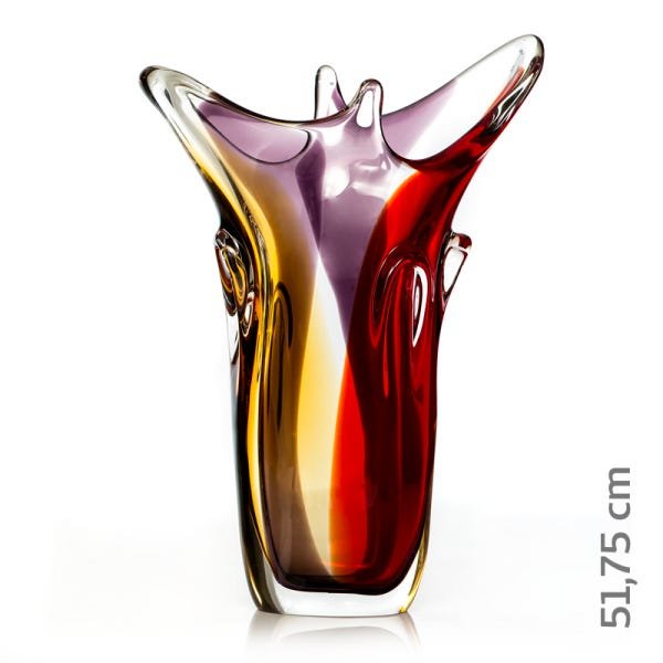 Vaso Em Cristal Murano Vermelho E Âmbar - São Marcos - 2