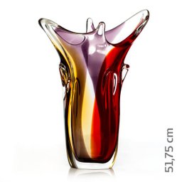 Vaso em Cristal Murano Vermelho e Âmbar - São Marcos - 2