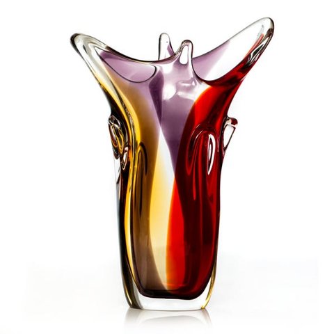 Vaso em Cristal Murano Vermelho e Âmbar - São Marcos