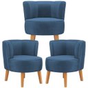 Ver imagem 1 de Conjunto 3 Cadeiras Estofada para Sala de Espera Comercial Elegante Reforçado Pés de Madeira