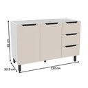 Ver imagem 3 de Balcão de Cozinha para Pia Meena 2 Portas 3 Gavetas Branco/creme - Politorno