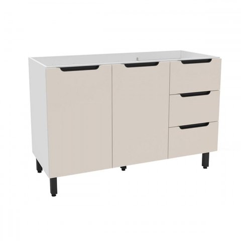 Balcão de Cozinha para Pia Meena 2 Portas 3 Gavetas Branco/creme - Politorno