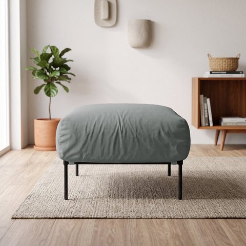 Puff Chaise Industrial Basileia 74cm Yescasa Veludo Tx Cinza Grafite