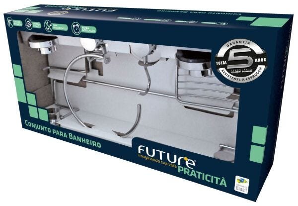 Future Conjunto Banheiro 5 Peças AçoCarbono Com Ventosa 4013 - 8