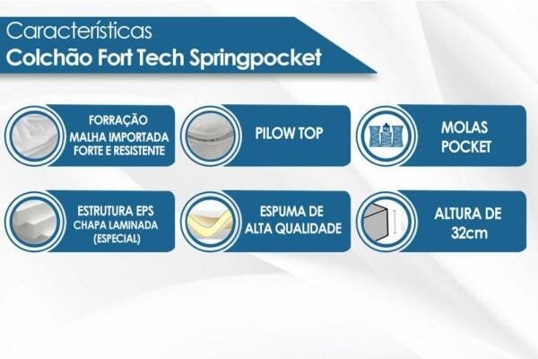 Colchão Casal Ortobom Fort Tech Springpocket 138x188x34 - 3
