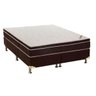 Cama Box Queen Ortobom  Exclusive Ortopédico 2017 Base Camurça Marrom 158x198x63 Ortobom " - 1